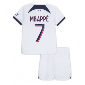 Dětský Fotbalový dres Paris Saint-Germain Kylian Mbappe #7 2023-24 Venkovní Krátký Rukáv (+ trenýrky)